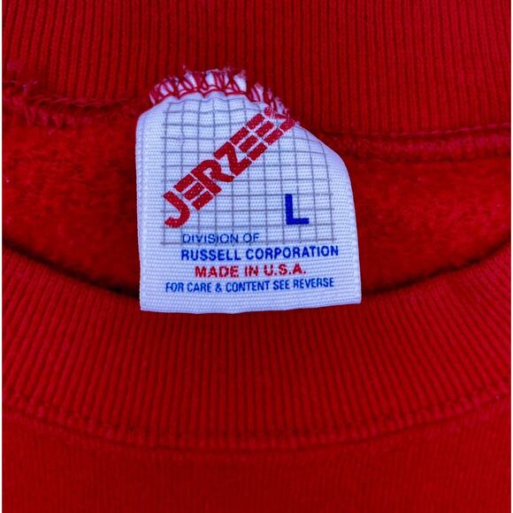 Vtg. 90’s Jerzees Super Sweats Blank Pullover Sweatshirt Men's Red Sz L USA Made - Picture 4 of 5